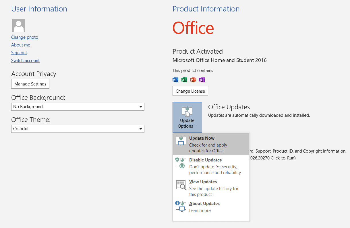 Update Microsoft Office