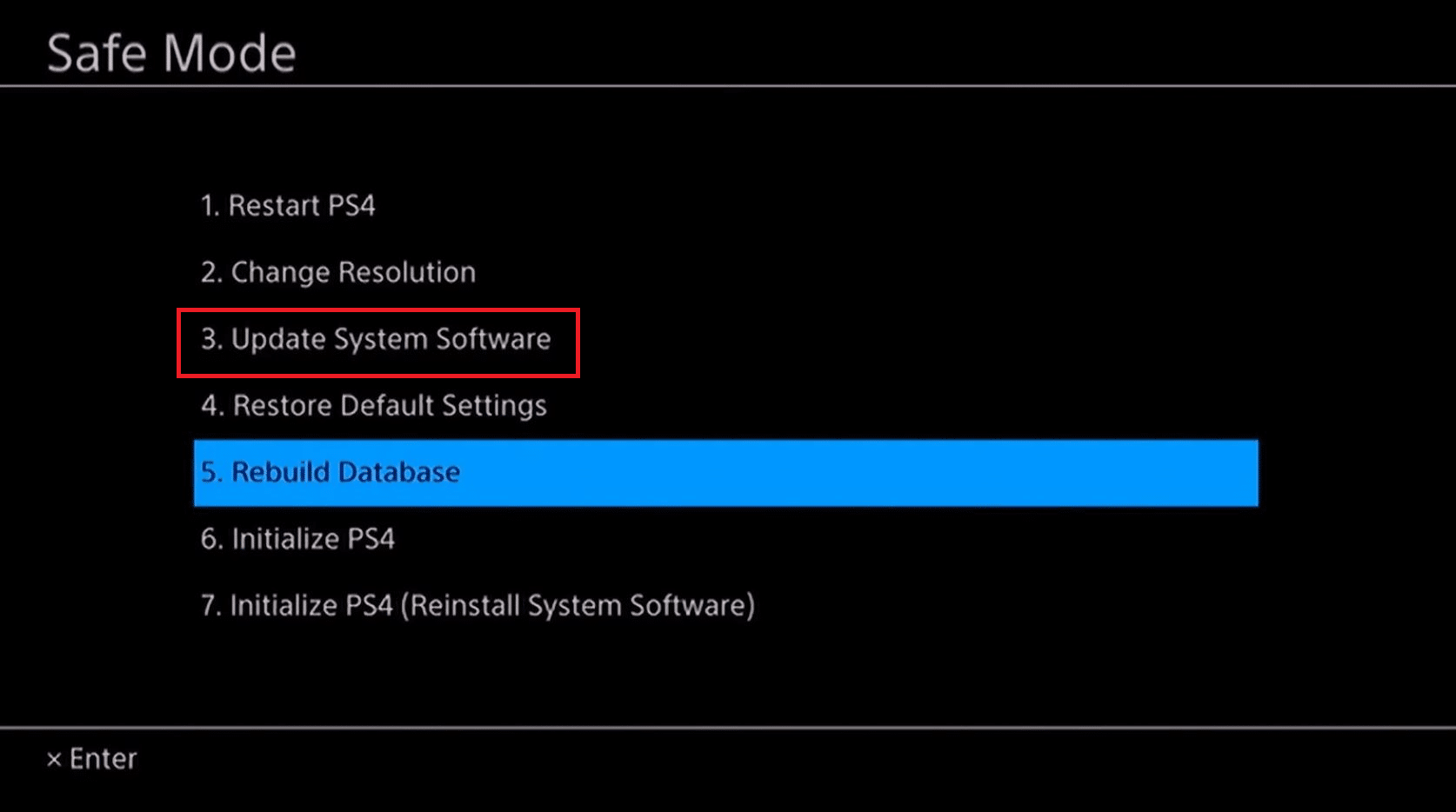 select the Update System Software option numbered as third in the list