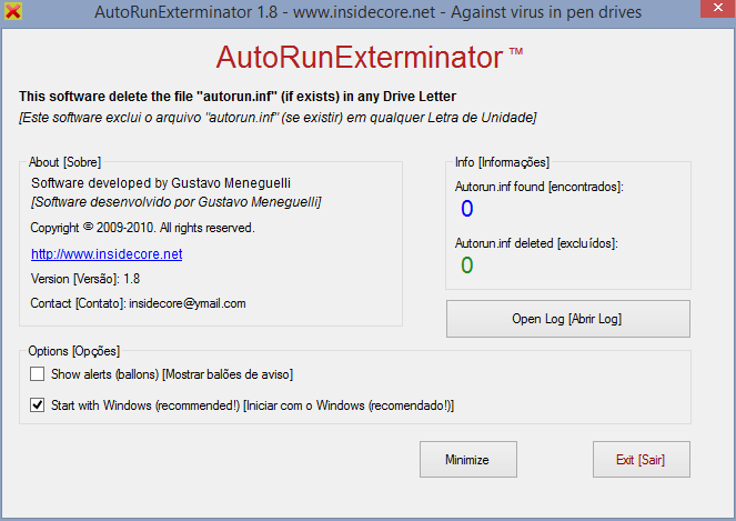 Use AutorunExterminator to delete inf files