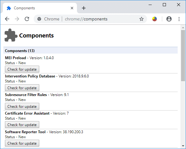 Use Chrome Components to Update Individual Components