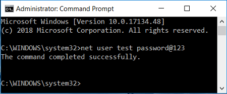 Use this command net user user_name new_password to change user account password