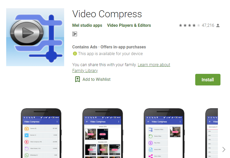 Video Compress android app on play store