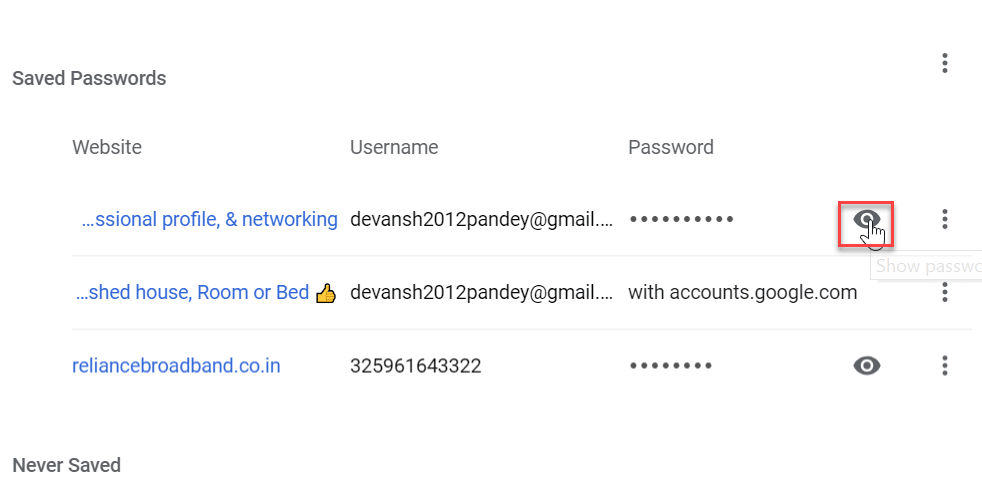 View Saved Password in Chrome