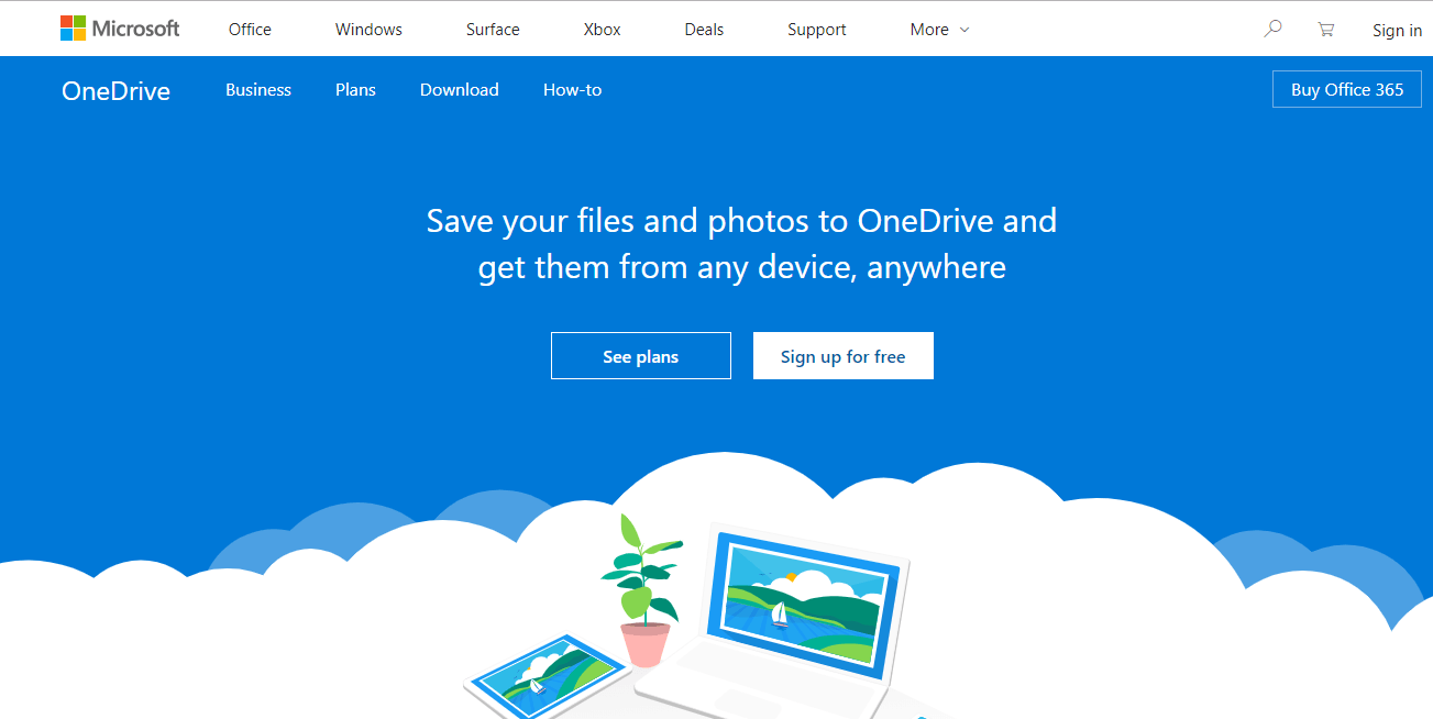 Visit OneDrive.com using web browser