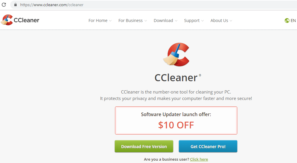 Visit ccleaner.com and click on Download free version
