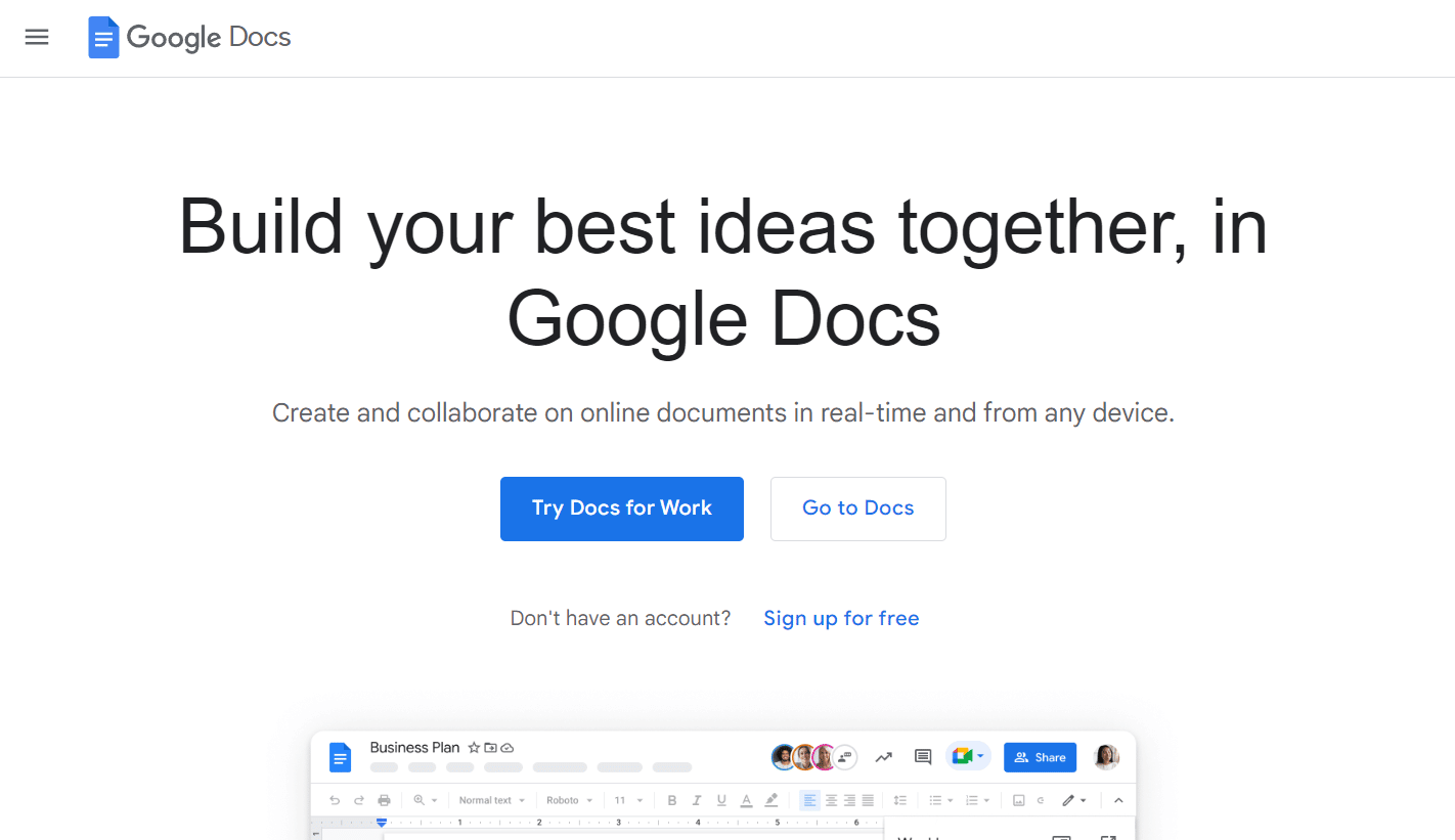 Visit the Google Docs website and Sign in to your account