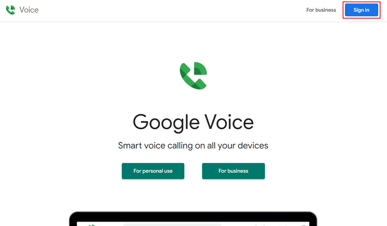 Visit the Google Voice Official Website and Sign in with your Google account