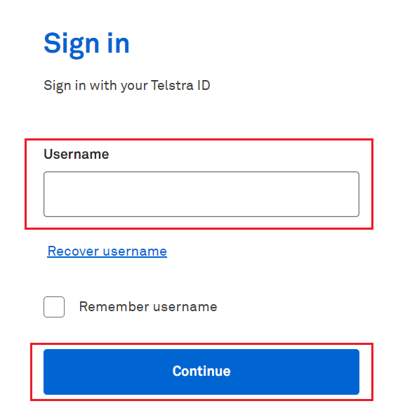 Visit the Telstra eSIM Sign in page and Sign in with your account credentials