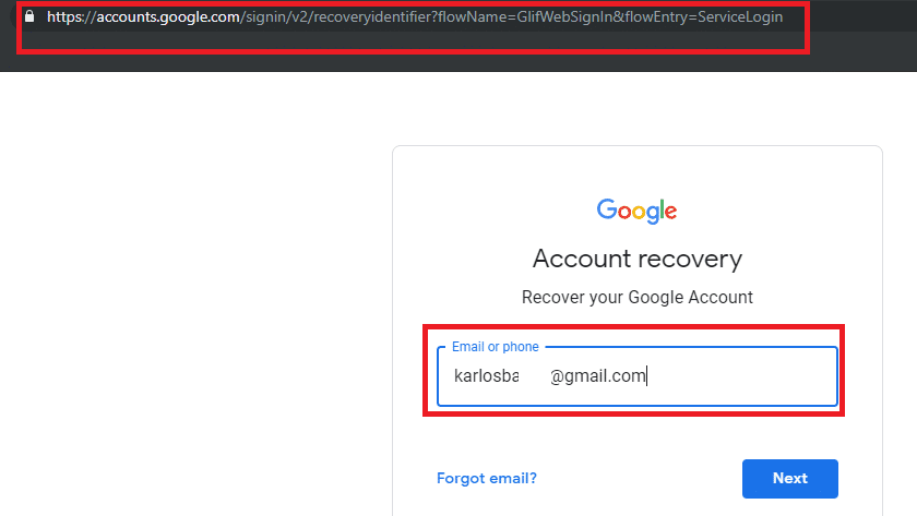 Visit “Gmail account recovery center”.From there provide your Gmail address & click Next.
