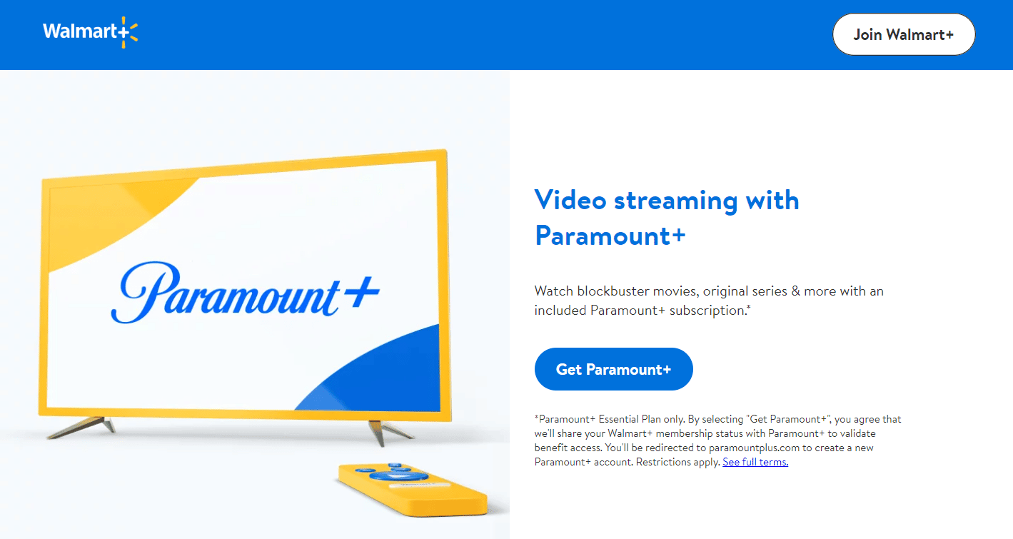 Walmart+ Streaming with Paramount+