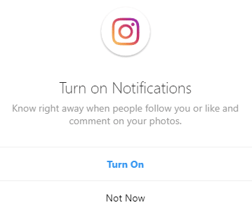 Want to turn on notifications click on Turn On else click on Not Now