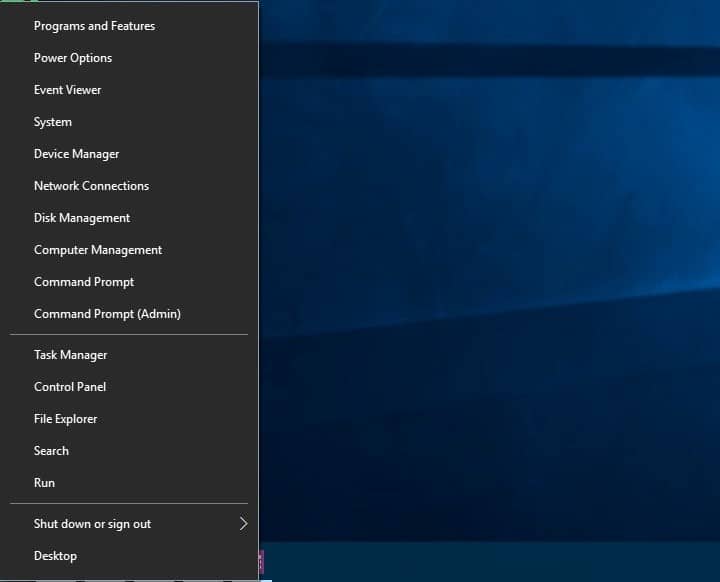What is the Windows 10 Power User Menu (Win+X)?