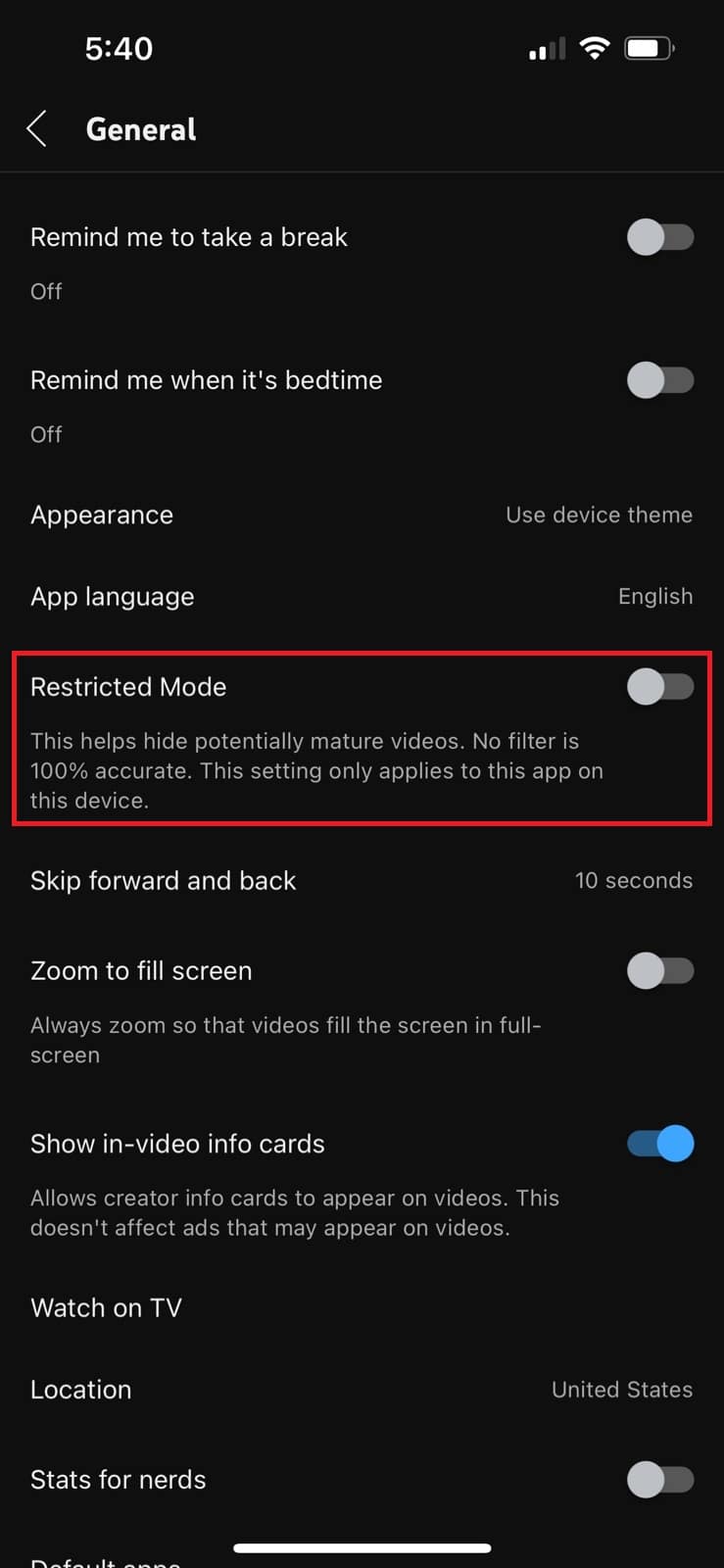 turn on the toggle for Restricted mode | How to restrict YouTube on Android