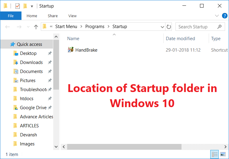 Where is the Startup folder in Windows 10