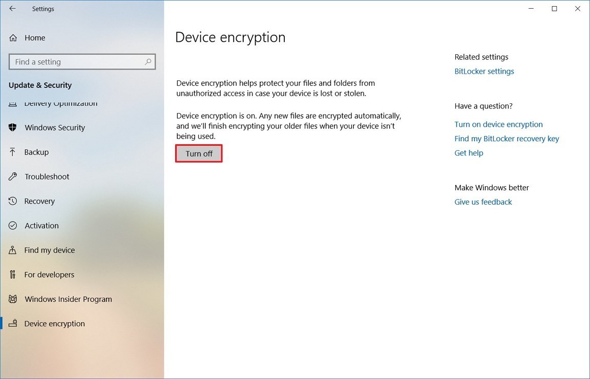 Windows 10 kryptering