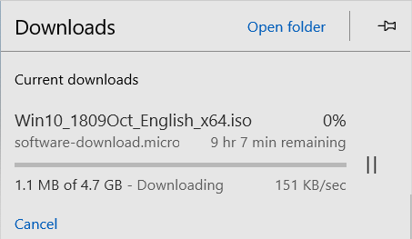Windows 10 ISO will begin downloading.