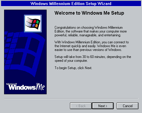 Windows ME setup