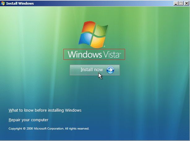 Windows Vista Install-Now