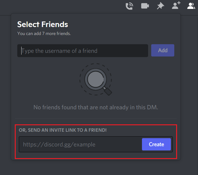You also have the option to create an invite link