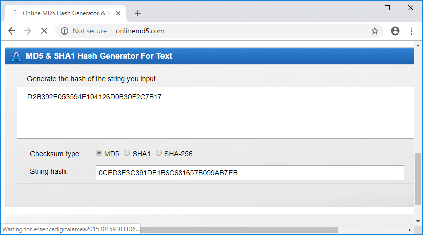 You can also calculate the hash for a string or text directly
