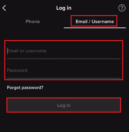 You can also enter your Email - Username and tap on Log in | How to Find Your Old Musically Account