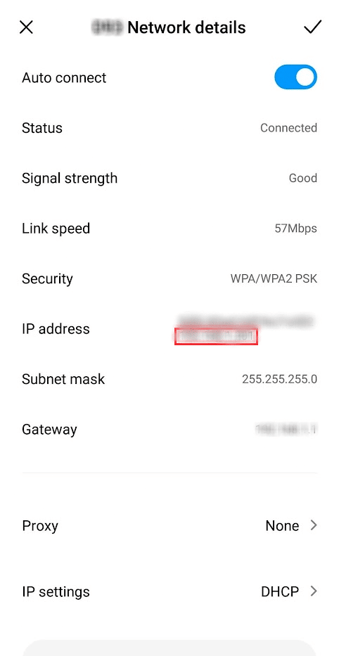 You can find the IP address of the connected network on this Network details screen | How to Find Someone's IP Address by Phone Number