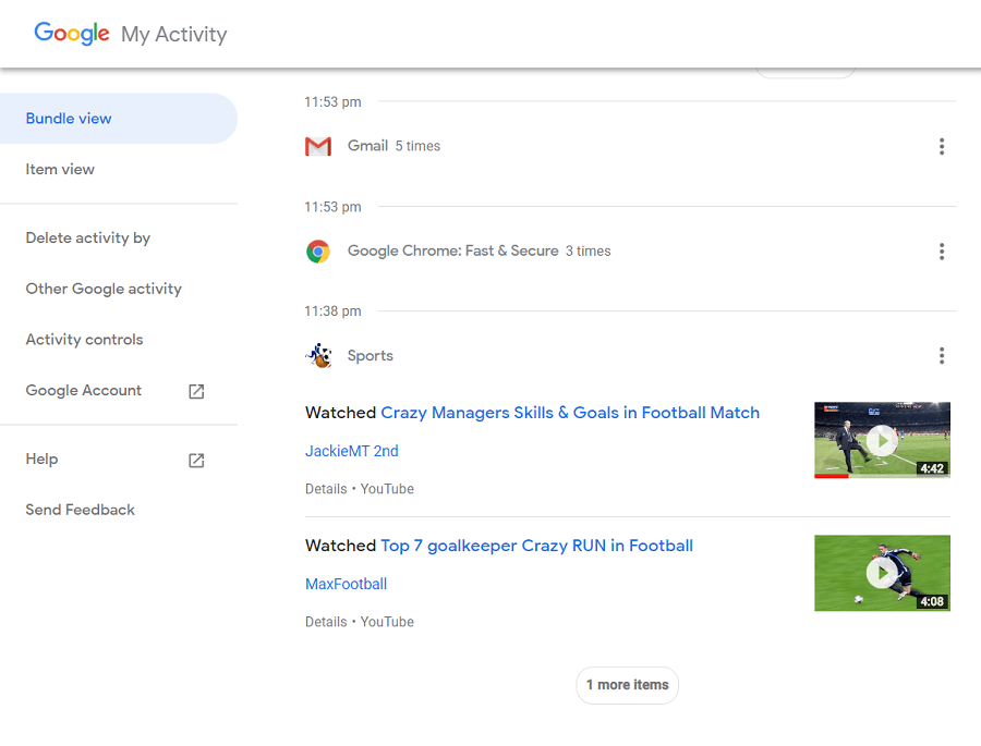 You can see your activity in Google Timeline