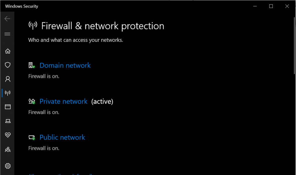You have to disable the Firewall for both the Public and Private networks.