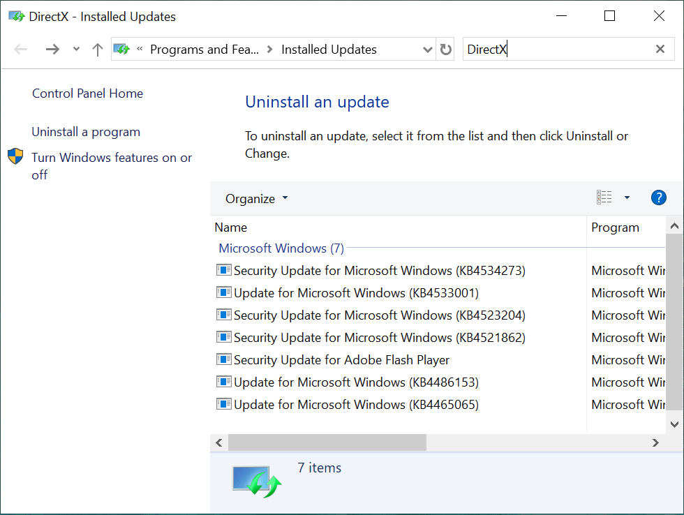 You have to search for the DirectX update