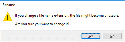 You may need to give permission by clicking yes to rename the file