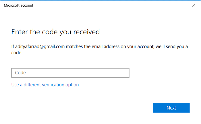You need to confirm your identity using the code you receive on phone or email