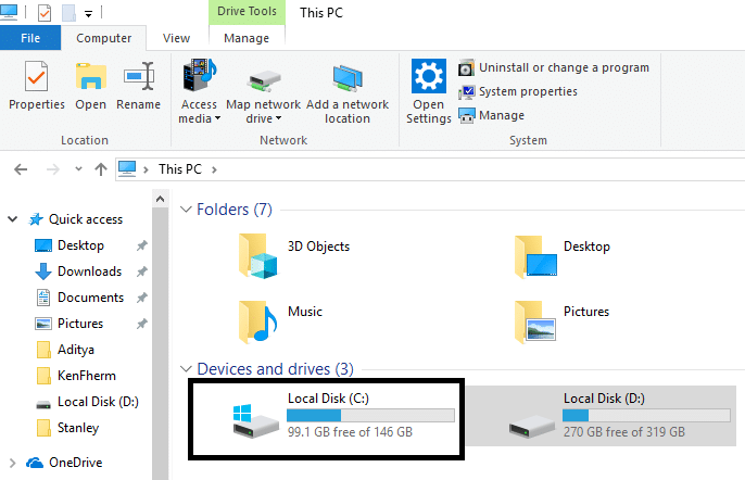 You need to open the drive where Windows 10 Installed