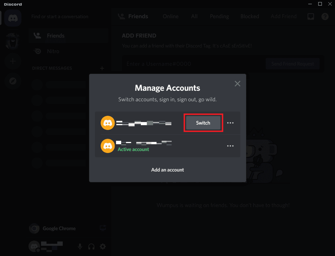You will find all your linked accounts. Click on the Switch option next to the desired account name to switch to that account