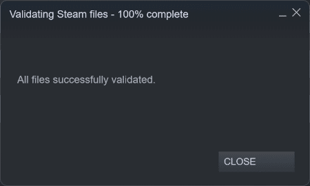 You will get the message All files successfully validated in validating Steam files windows 11