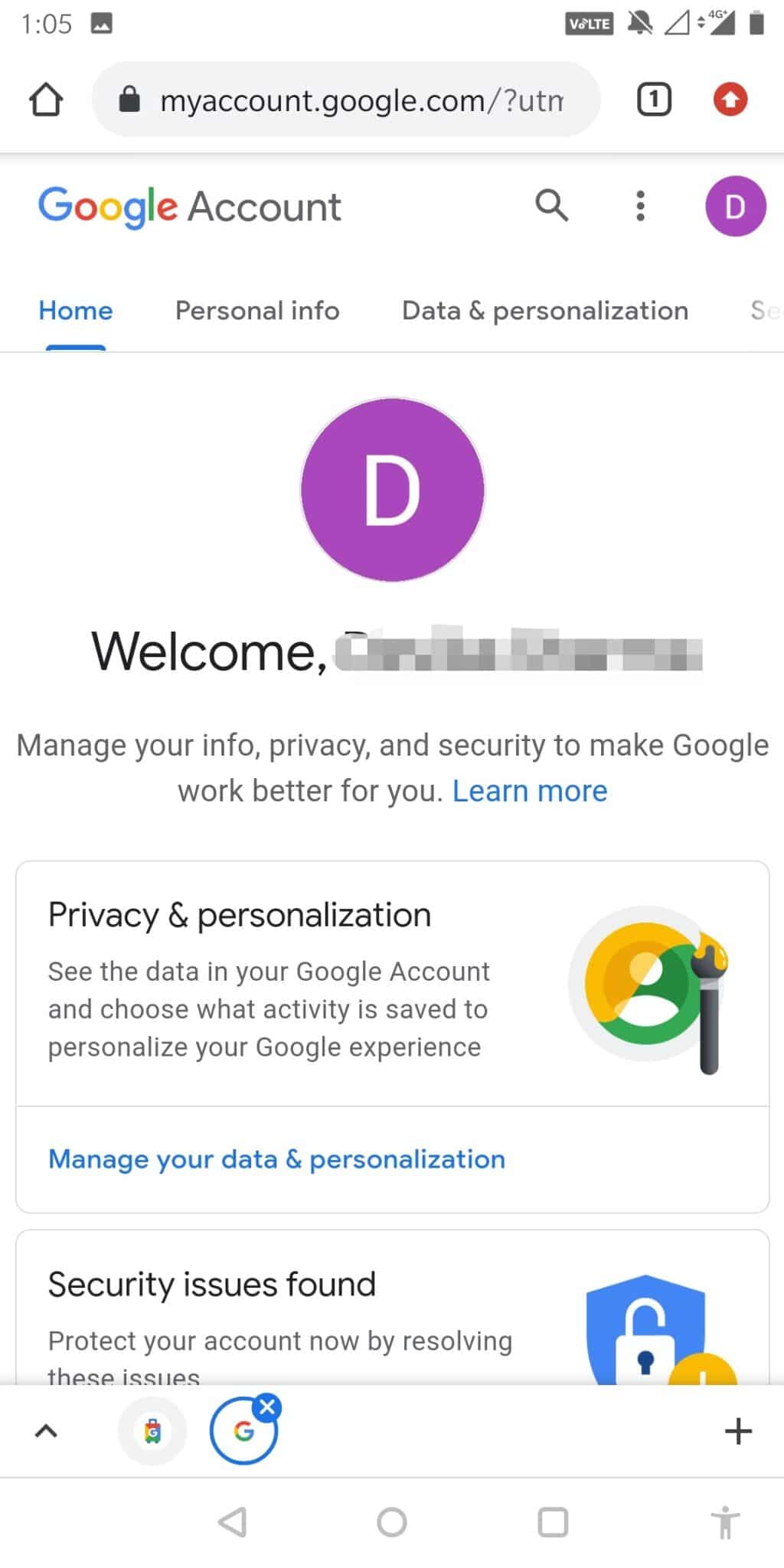 You will now be redirected to your Google Account Settings