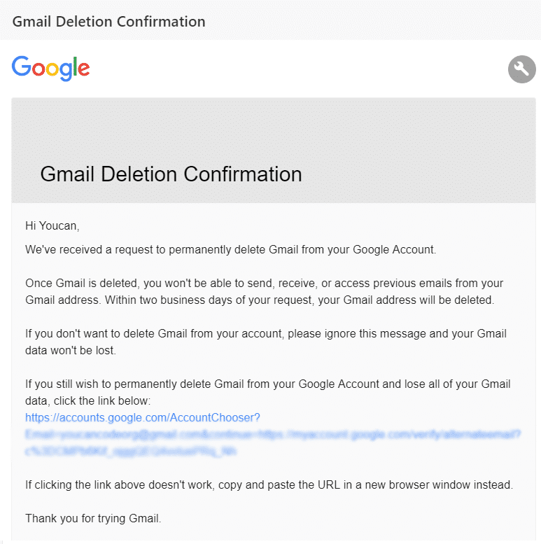 You will receive an email from Google on your alternate email address