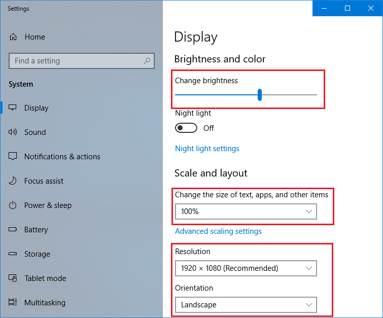 You will see a display setting panel where you can make changes in Text size and brightness of the screen