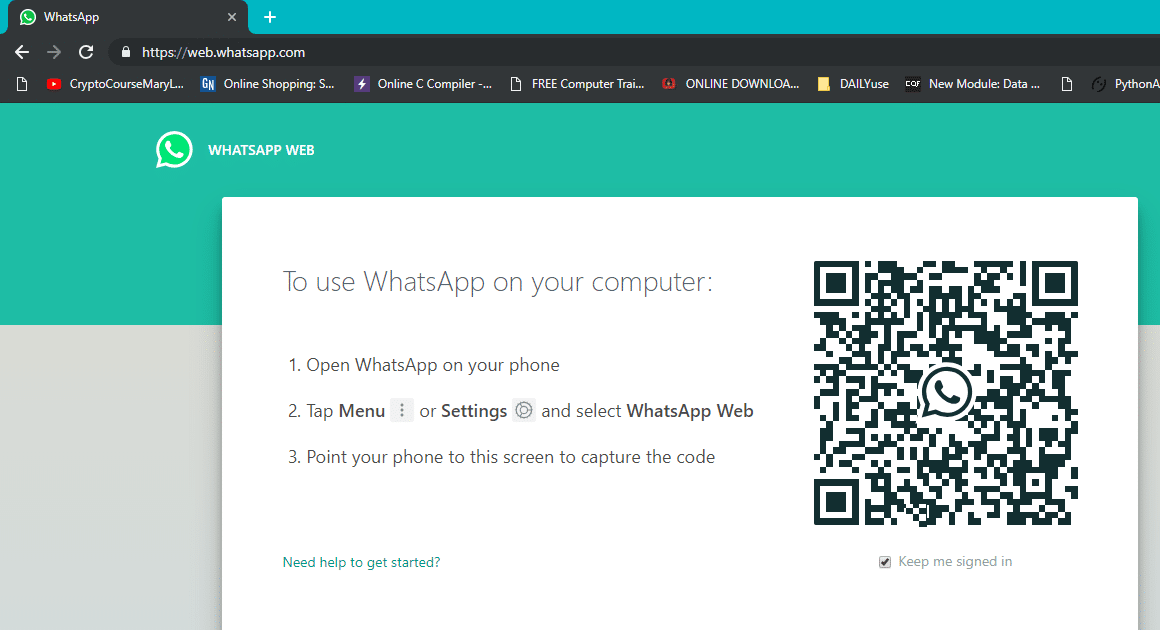 You will see a new WhatsApp page with a QR code
