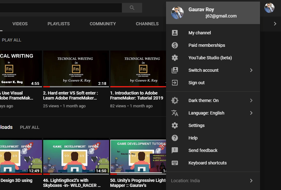 You will see that YouTube changes to dark theme