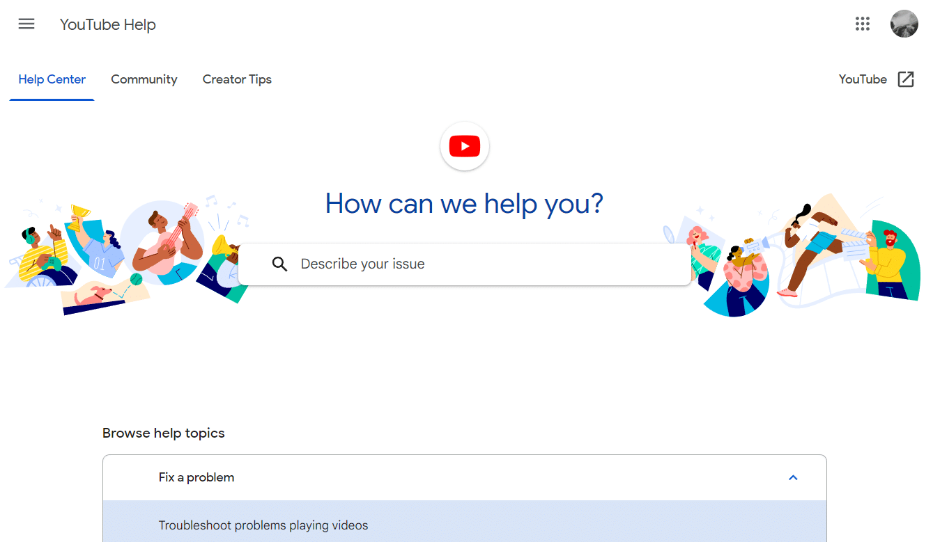 „YouTube“ pagalbos palaikymas