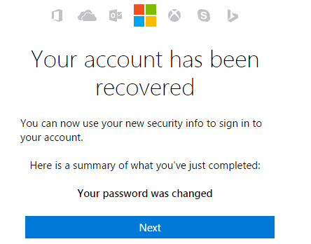 Your Account has been recovered