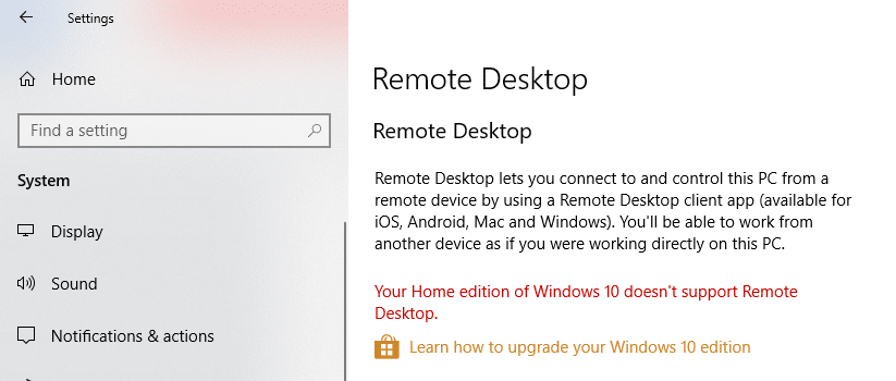 Домашняя версия Windows 10 не поддерживает удаленный рабочий стол | Включить удаленный рабочий стол в Windows 10