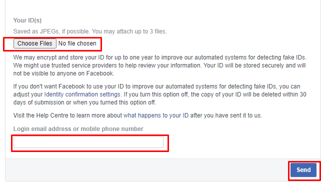 Your ID. Enter the Login email address or phone number. click on Send | I want my old Facebook account back