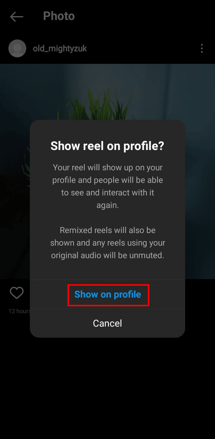 A dialog box will appear on the screen from their tap on Show on profile to move the post from archive to your profile.