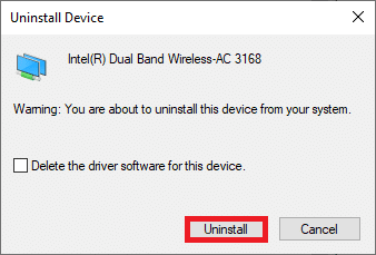 a warning prompt will be displayed on the screen. Check the box Delete the driver software for this device and confirm the prompt by clicking Uninstall