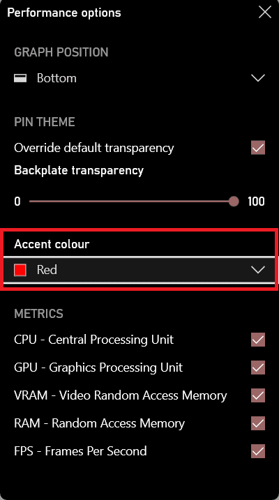 Accent color in Performance options 