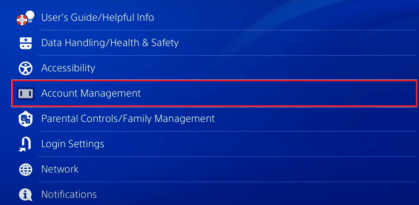 Account Management on PS4