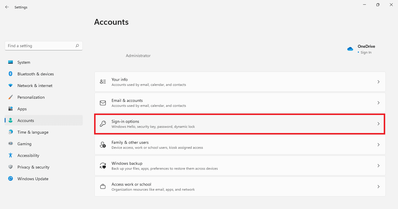 Account tab in the Settings app