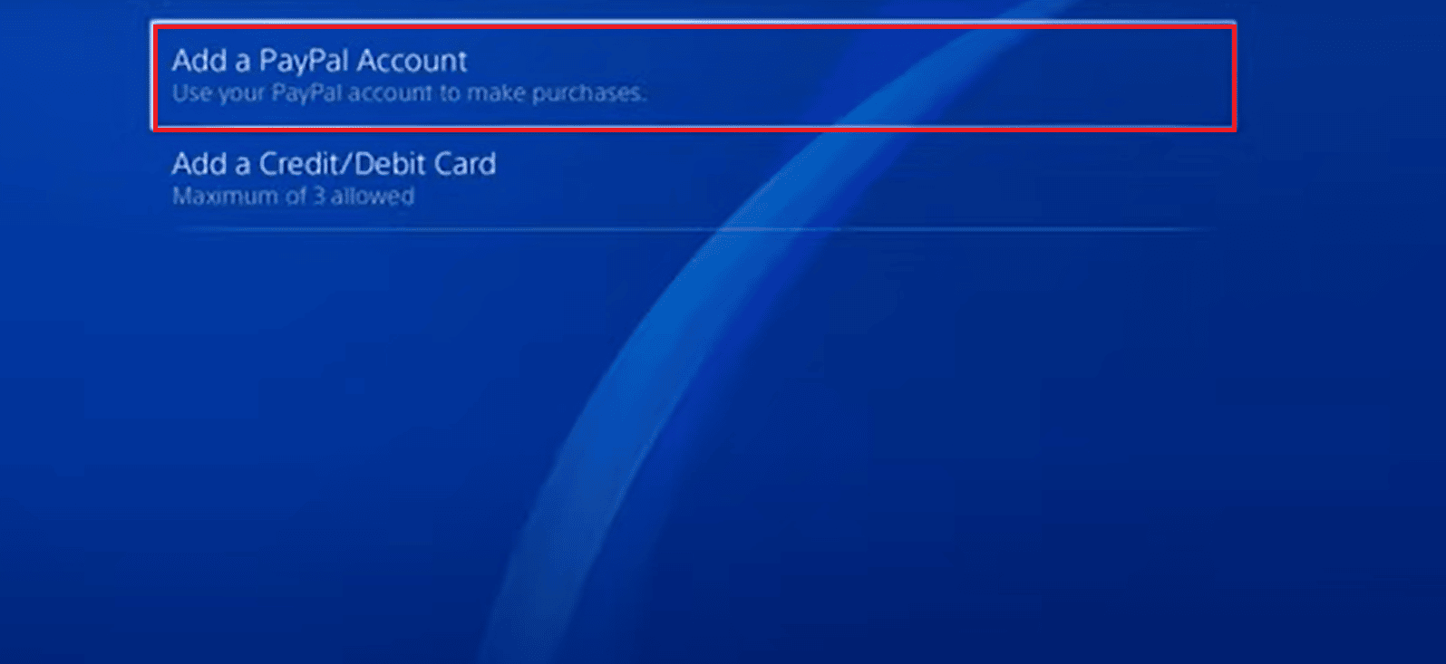 add a paypal account on ps4