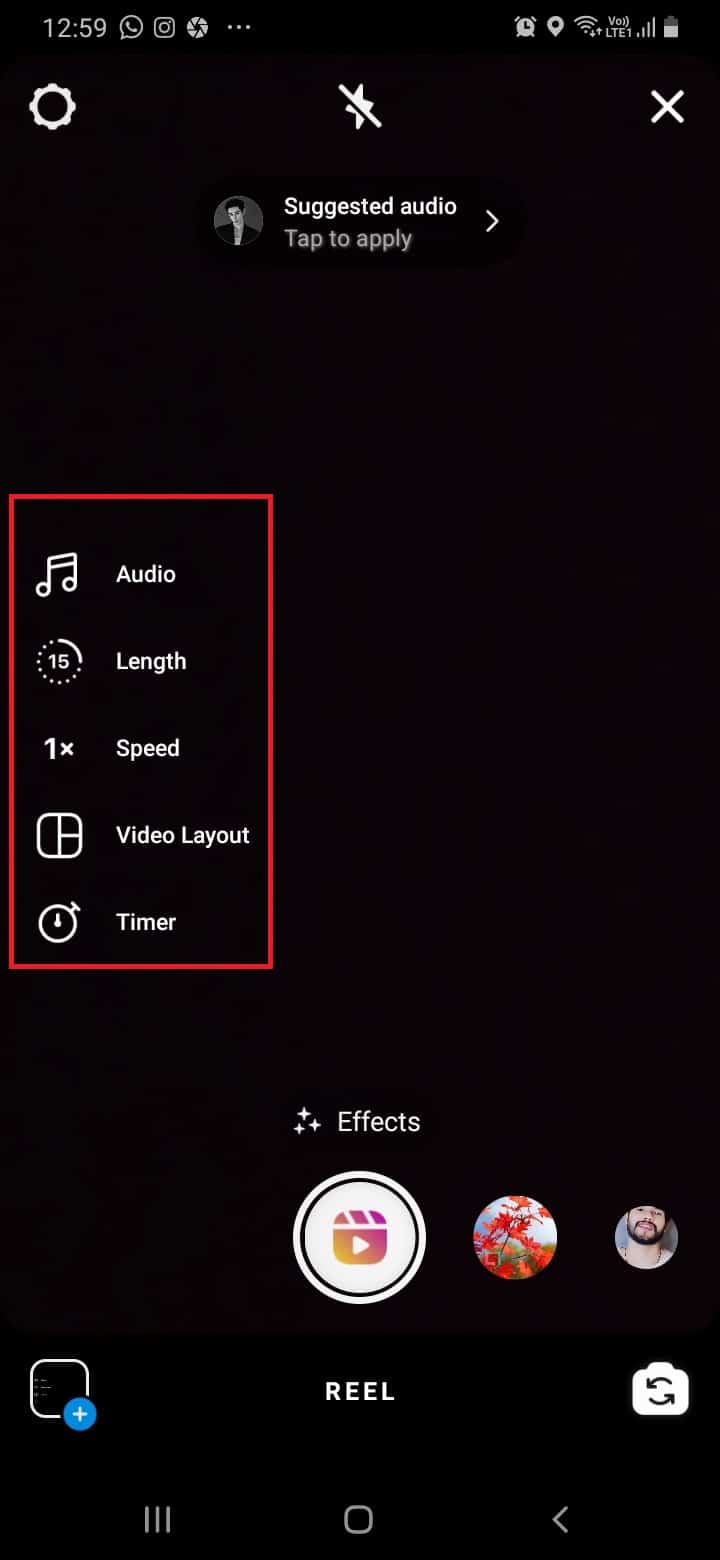 Add audio, adjust layout, and set timer using the options to your left